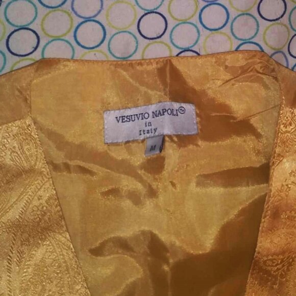 Vesuvio Napoli Paisley Vest Italy - Warm Gold Sz M - Picture 4 of 10